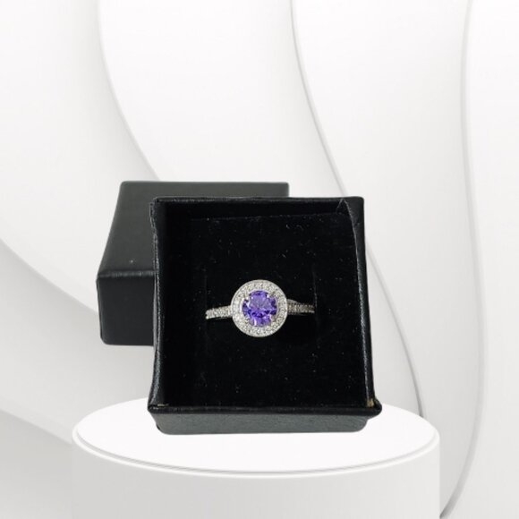 BP STERLING CLUB LIGHT TANZANITE CUBIC ZIRCONIA RING (Size 6) - Picture 5 of 7